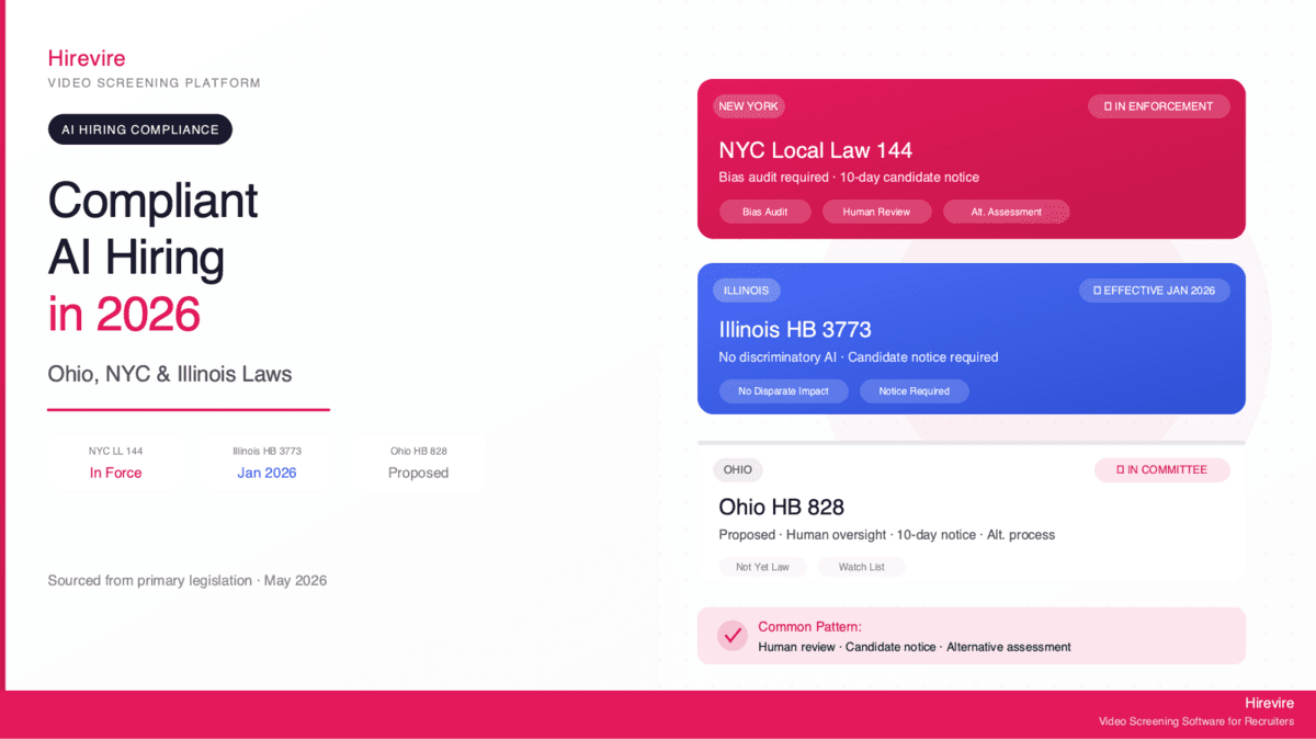 Compliant AI Hiring in 2026 What the Ohio, NYC, and Illinois Laws Actually Require (and How to Screen Candidates)