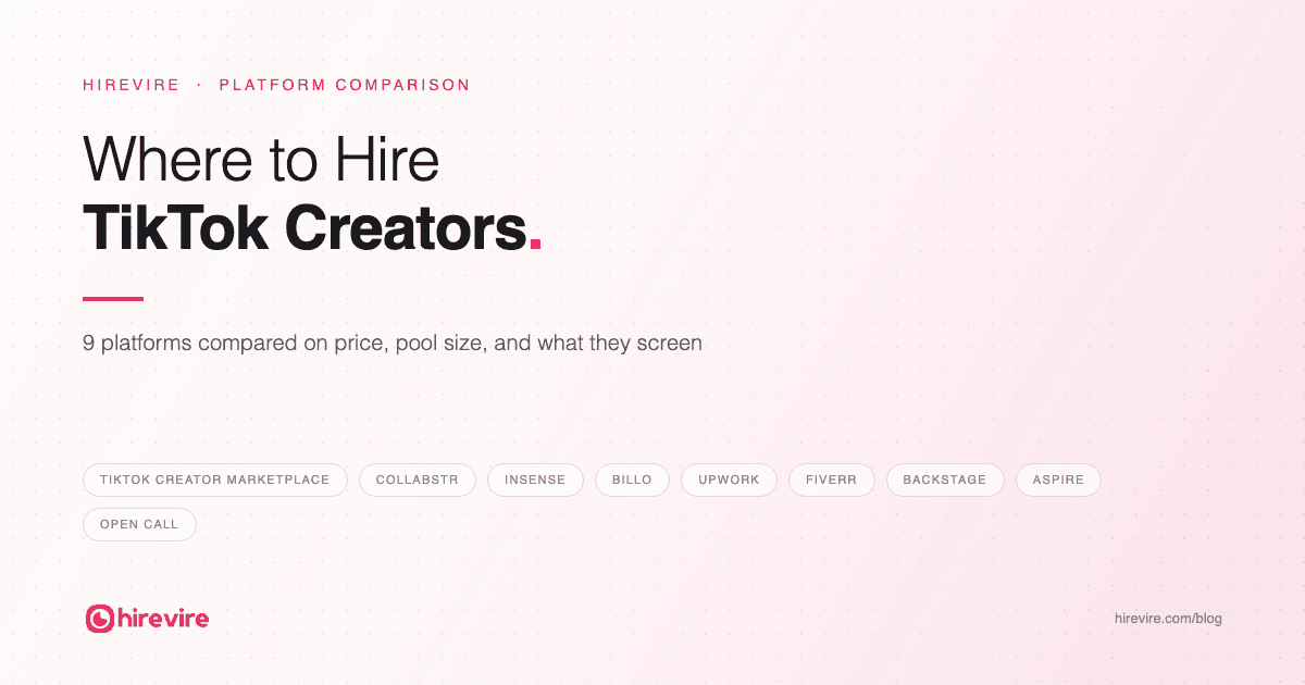 Where to hire TikTok creators: nine platforms compared, from TikTok Creator Marketplace to an open application call